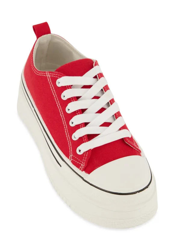 Canvas Lace Up Platform Sneakers sold by Rainbow