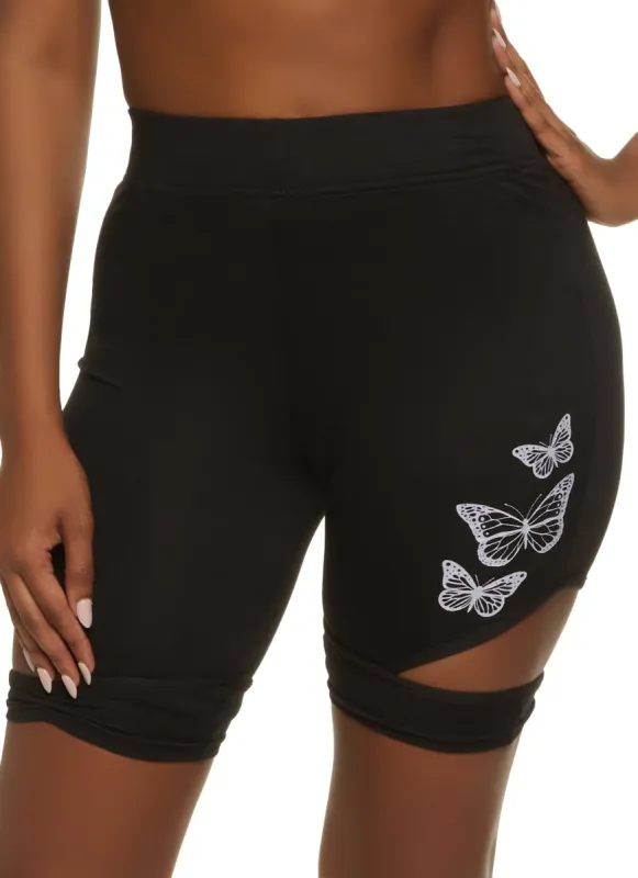 Butterfly Graphic Cut Out Biker Shorts sold by Rainbow