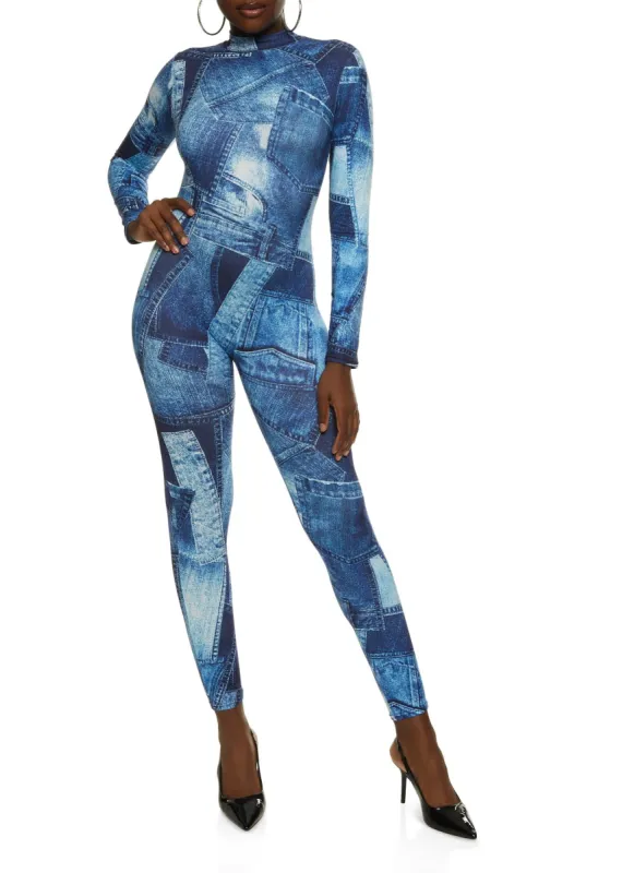 Patchwork Print Catsuit sold by Rainbow