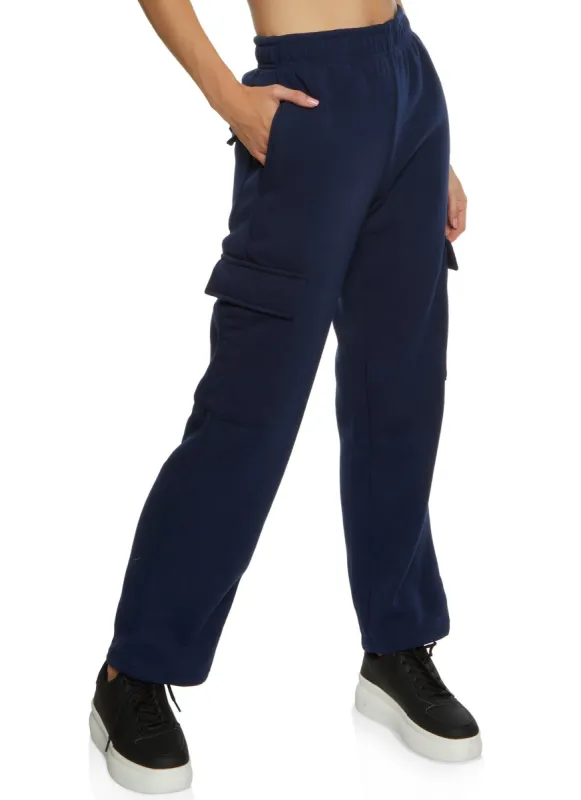 Fleece Cargo Pocket Straight Leg Sweatpants sold by Rainbow