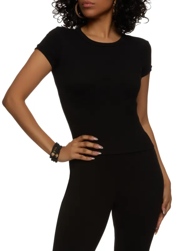 Basic Ribbed Crew Neck Top sold by Rainbow