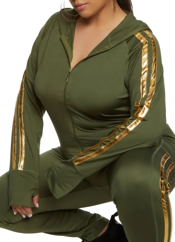 Plus Size Foiled Varsity Stripe Hoodie sold by Rainbow