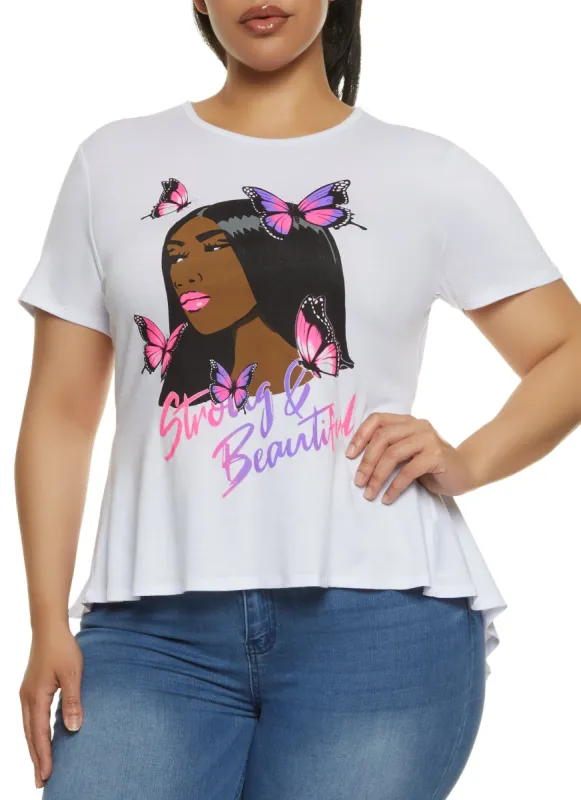 Plus Size Strong and Beautiful High Low Tee sold by Rainbow