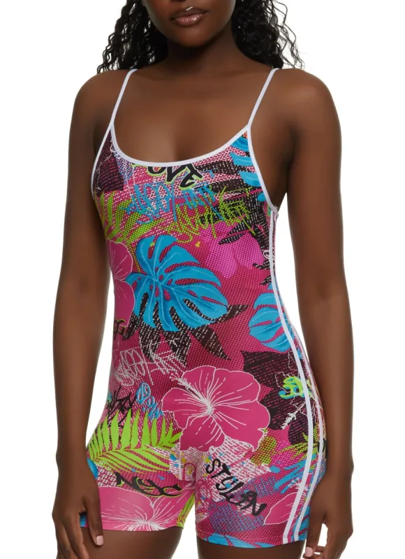 Graffiti Floral Print Romper sold by Rainbow