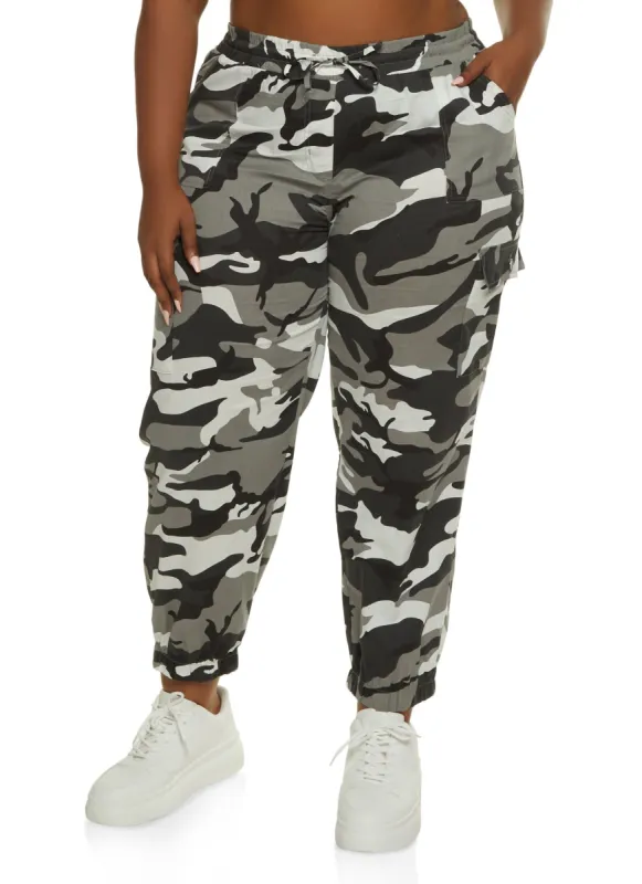 Plus Size Camouflage Cargo Joggers sold by Rainbow
