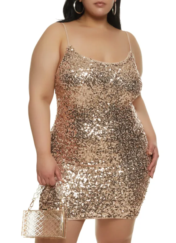 Plus Size Sequin Mini Dress sold by Rainbow
