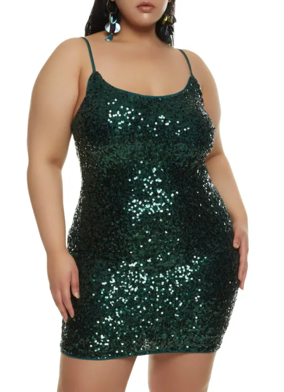 Plus Size Sequin Mini Dress sold by Rainbow
