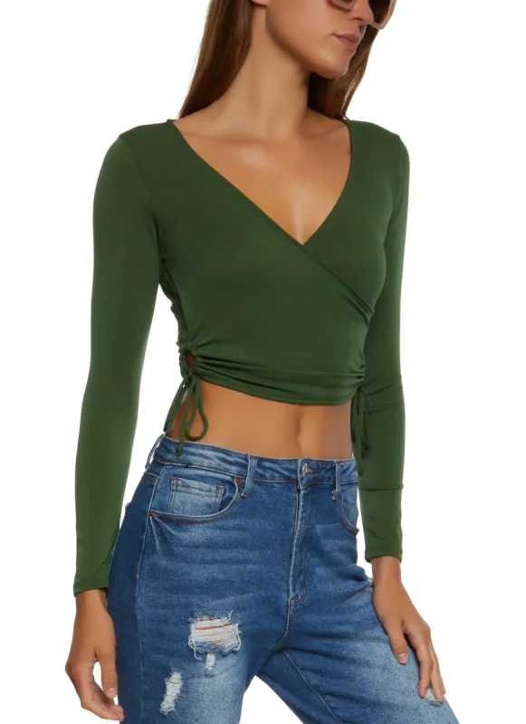 Keyhole Side Faux Wrap Crop Top sold by Rainbow