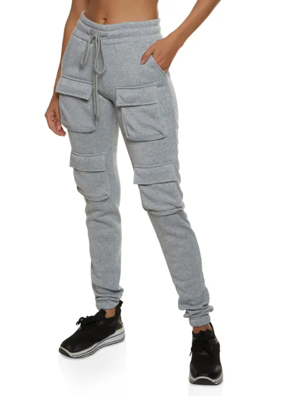 Fleece Lined Cargo Pocket Sweatpants sold by Rainbow