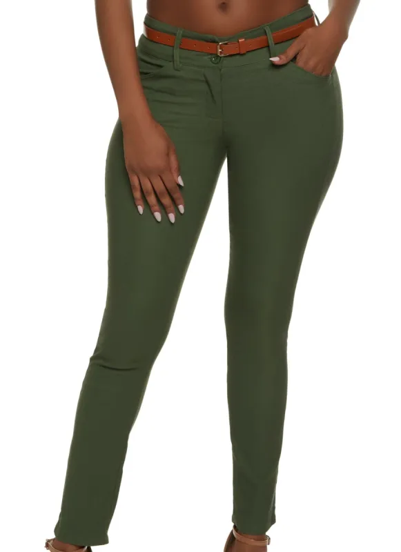 Belted Skinny Dress Pants sold by Rainbow