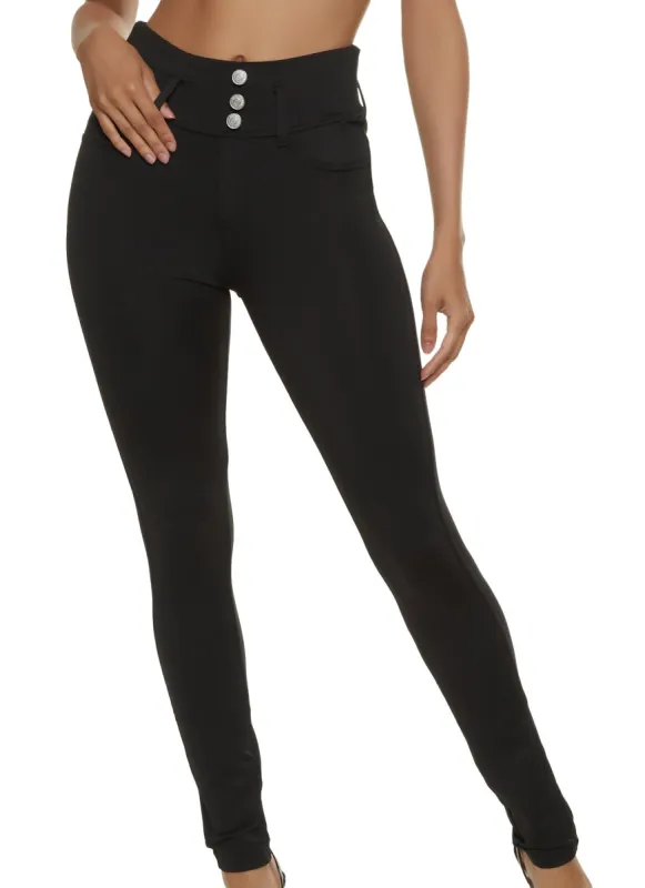 Triple Button Detail Scuba Pants sold by Rainbow