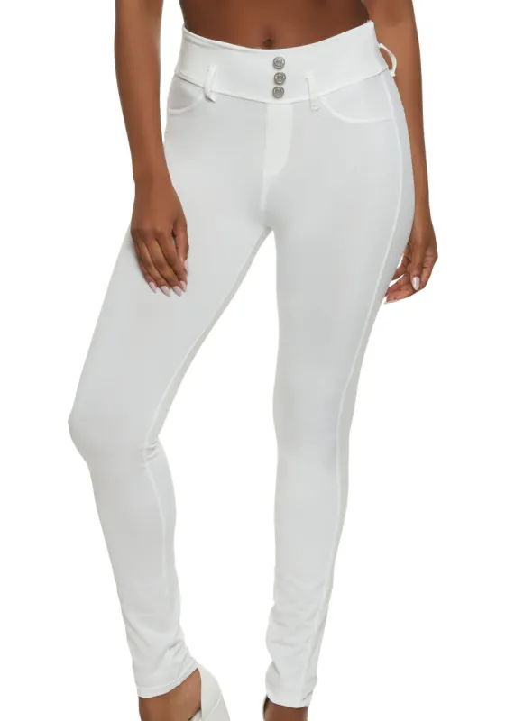 Triple Button Detail Scuba Pants sold by Rainbow