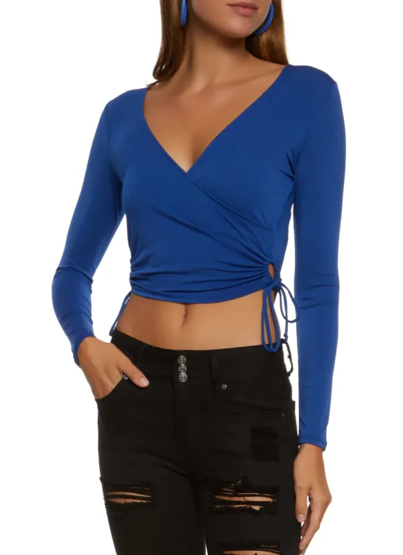 Keyhole Side Faux Wrap Crop Top sold by Rainbow