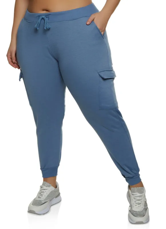 Plus Size Cargo Pocket Fleece Lined Joggers sold by Rainbow