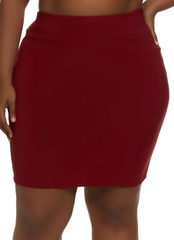 Plus Size Solid Pencil Mini Skirt sold by Rainbow