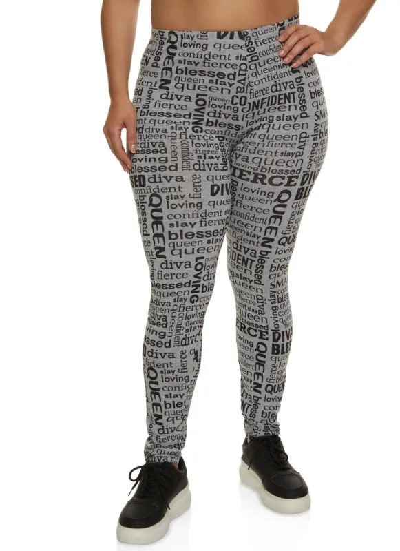 Plus Size Fierce Queen Graphic Print Leggings sold by Rainbow