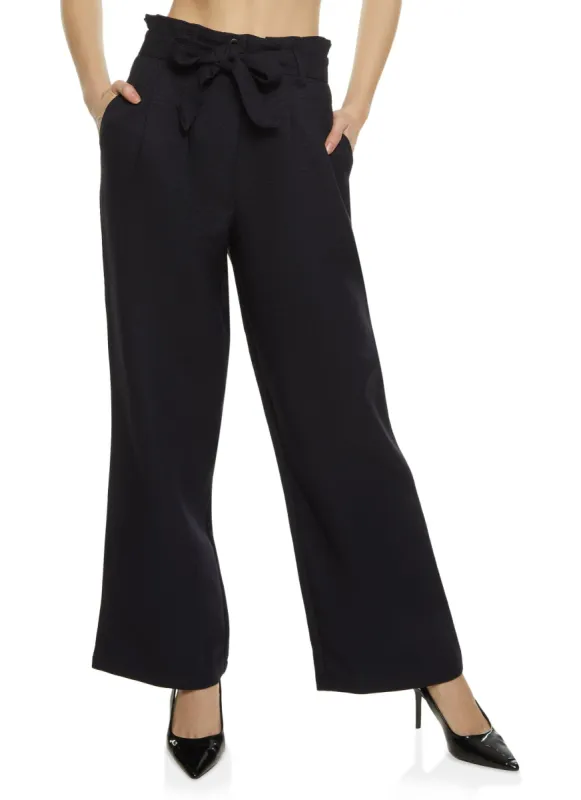 Tweed Paper Bag Waist Wide Leg Pants sold by Rainbow