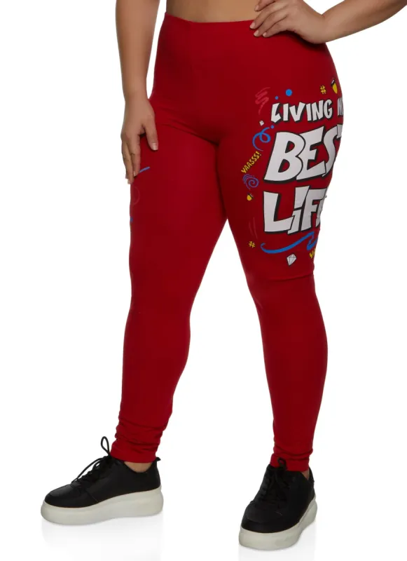 Plus Size Living My Best Life Leggings sold by Rainbow