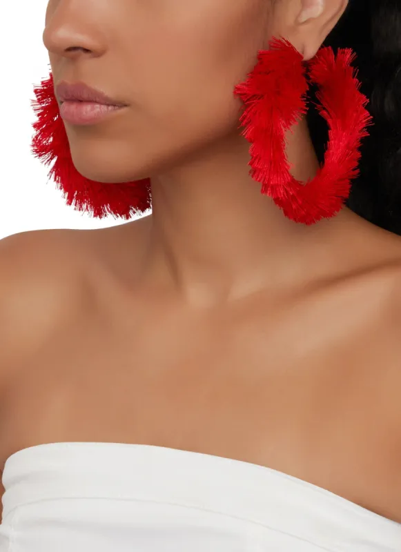 Fringe Oversized Hoop Earrings sold by Rainbow