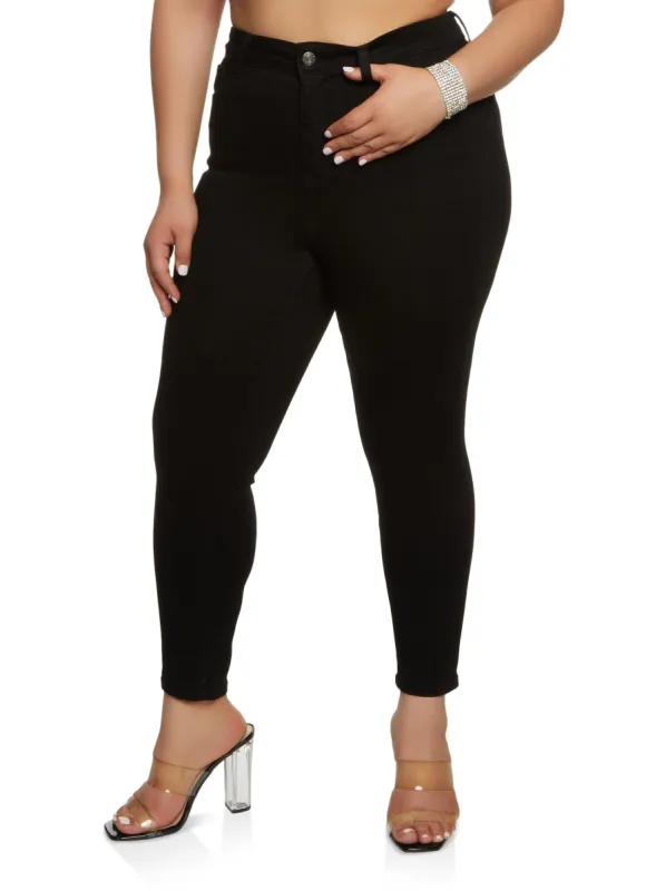 Plus Size WAX Whiskered High Waist Skinny Jeans sold by Rainbow