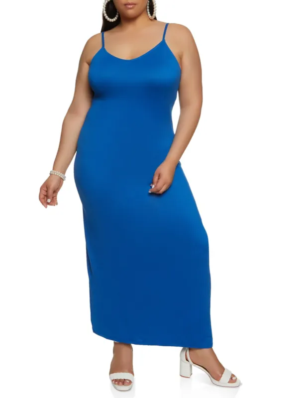 Plus Size Solid Scoop Neck Maxi Dress sold by Rainbow