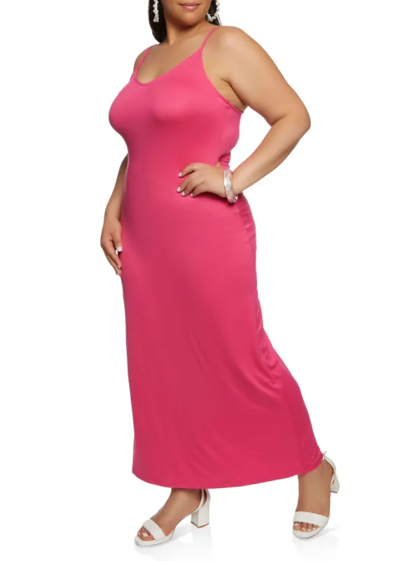 Plus Size Solid Scoop Neck Maxi Dress sold by Rainbow