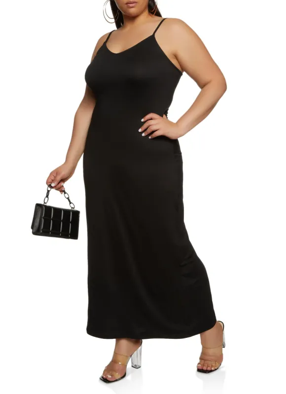 Plus Size Solid Scoop Neck Maxi Dress sold by Rainbow