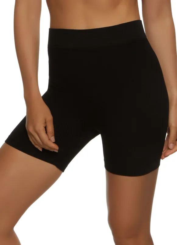 Basic Ribbed High Waisted Biker Shorts sold by Rainbow