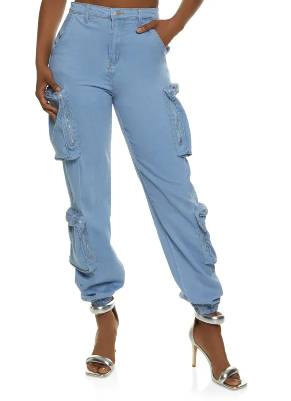 Denim Utility High Waist Joggers sold by Rainbow