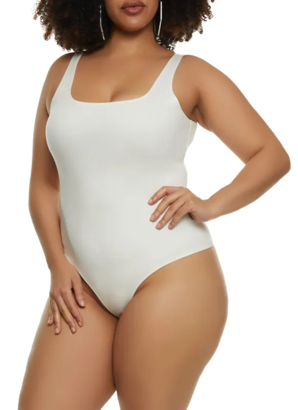 Plus Size Square Neck Tank Bodysuit sold by Rainbow
