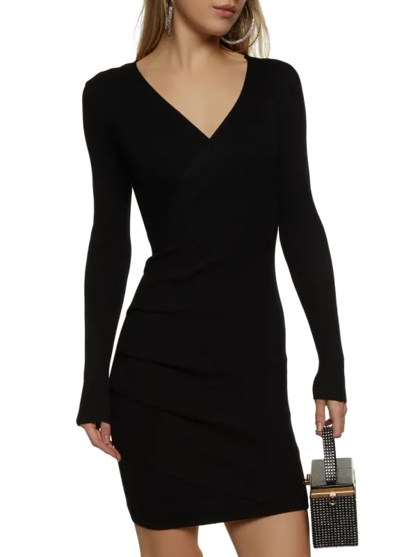 Long Sleeve V Neck Mini Dress sold by Rainbow