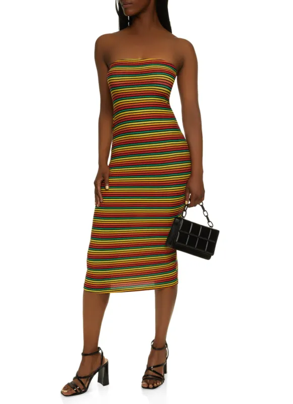 Striped Midi Tube Dress sold by Rainbow