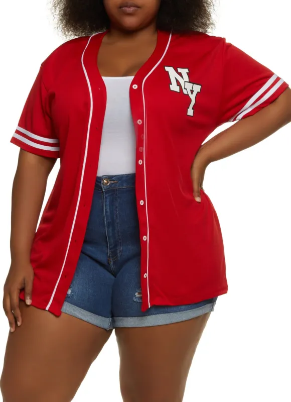 Plus Size NY Mesh Baseball Tee sold by Rainbow