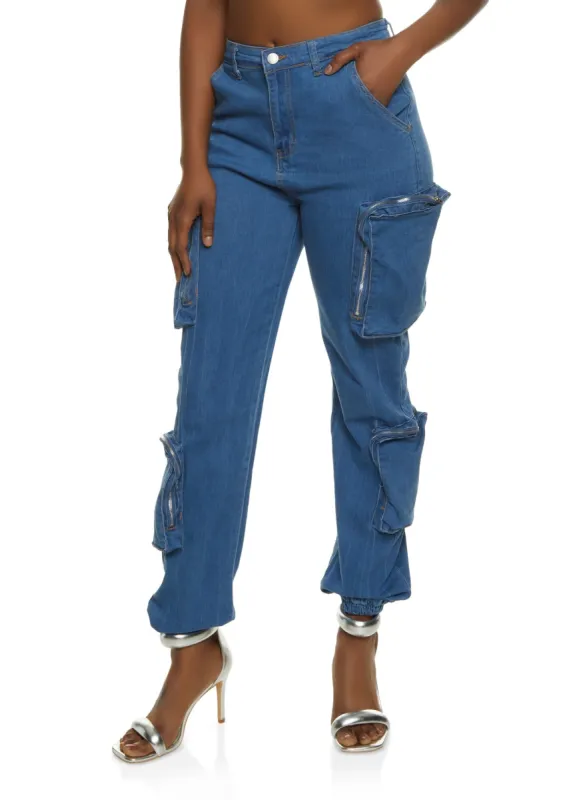 Denim Utility High Waist Joggers sold by Rainbow