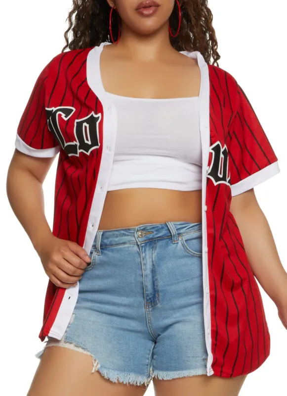Plus Size Striped Love Mesh Baseball Tee sold by Rainbow
