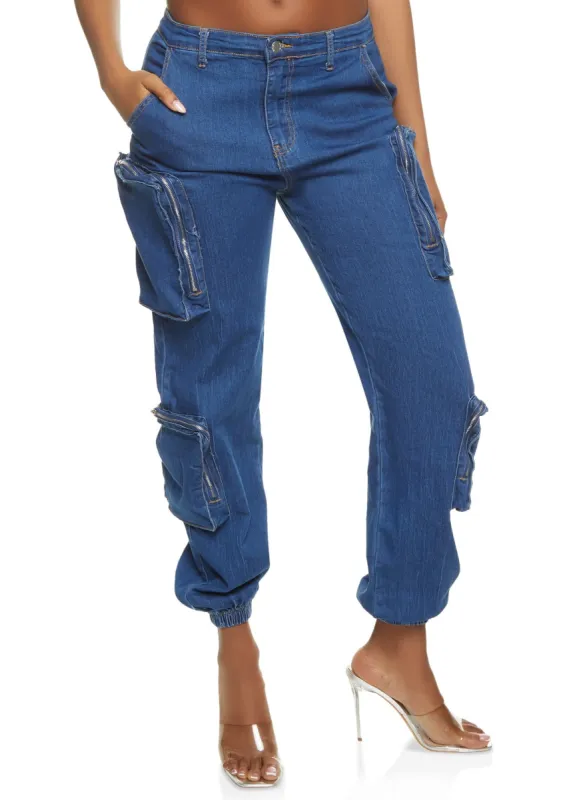 Denim Utility High Waist Joggers sold by Rainbow