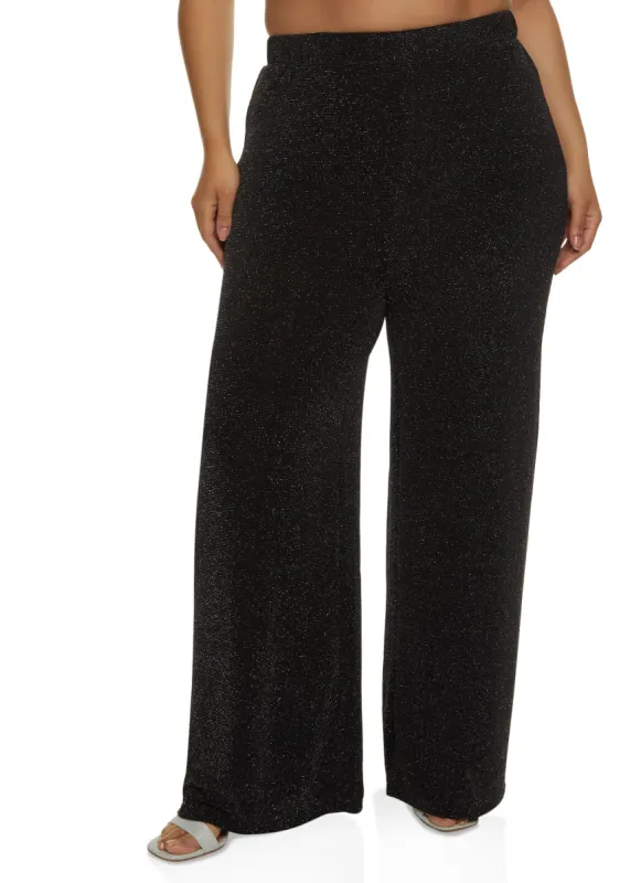 Plus Size Lurex High Waist Wide Leg Pants sold by Rainbow