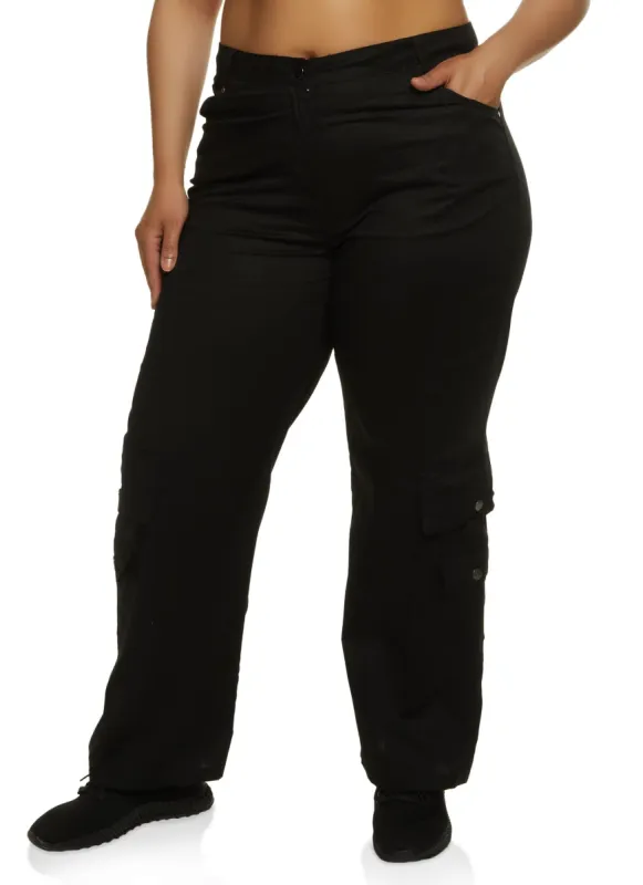 Plus Size Poplin High Waist Cargo Pants sold by Rainbow