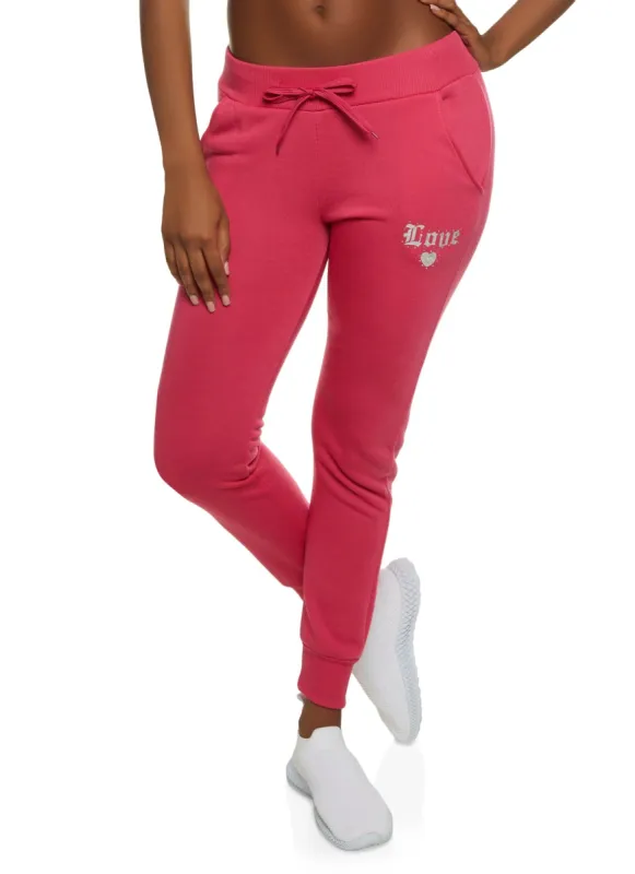 Love Rhinestone Joggers sold by Rainbow