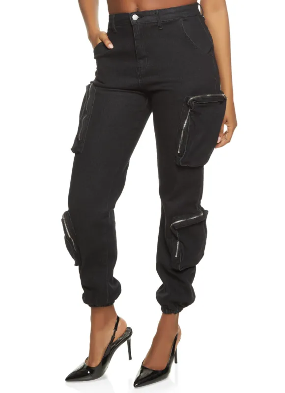 Denim Utility High Waist Joggers sold by Rainbow