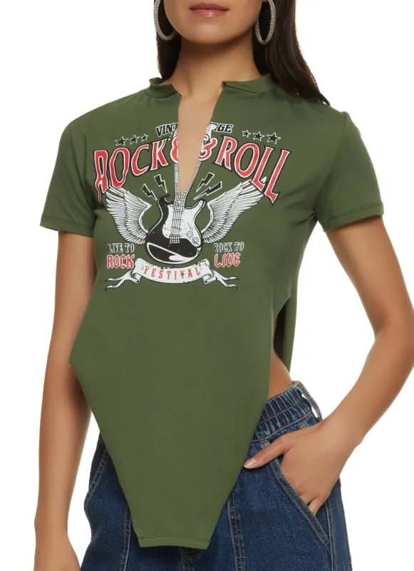 Rock and Roll Hanky Hem Graphic Tee sold by Rainbow