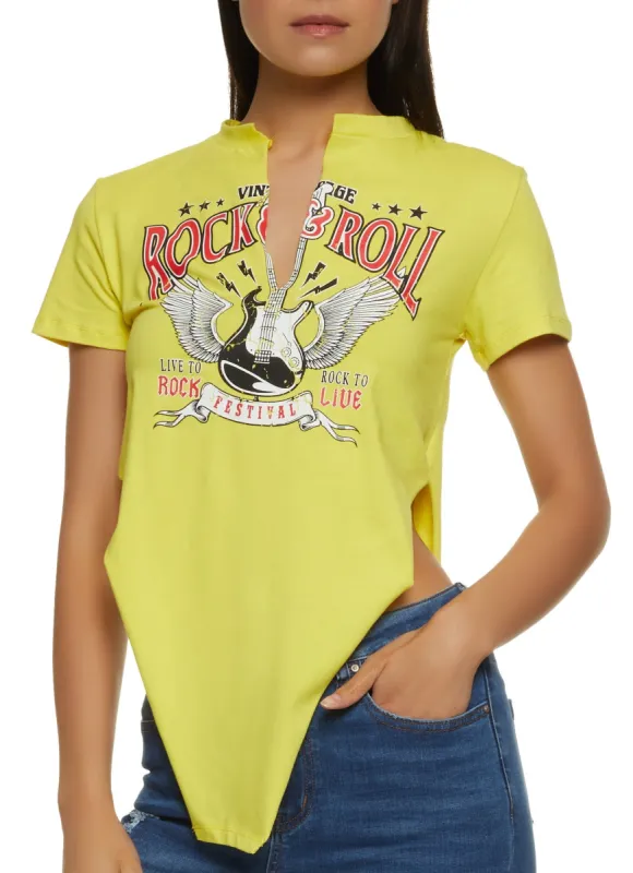 Rock and Roll Hanky Hem Graphic Tee sold by Rainbow