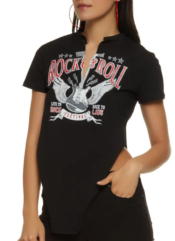 Rock and Roll Hanky Hem Graphic Tee sold by Rainbow