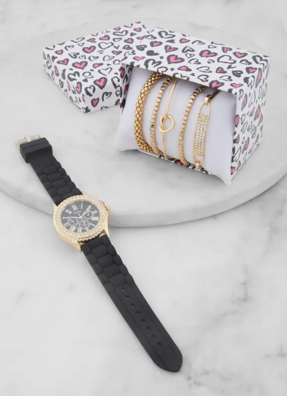 Assorted Stretch Bracelet and Analog Watch Set sold by Rainbow