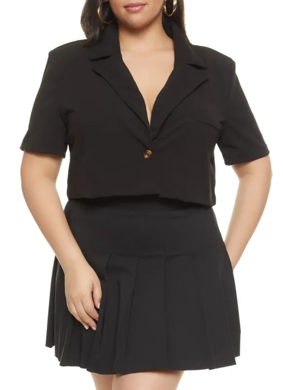 Plus Size Short Sleeve Cropped Blazer sold by Rainbow