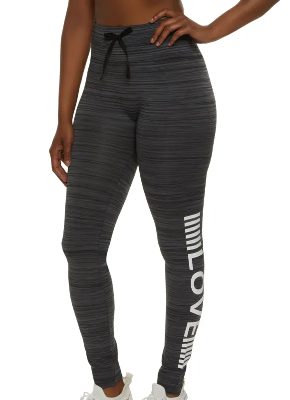 Love Side Graphic Drawstring Detail Leggings sold by Rainbow