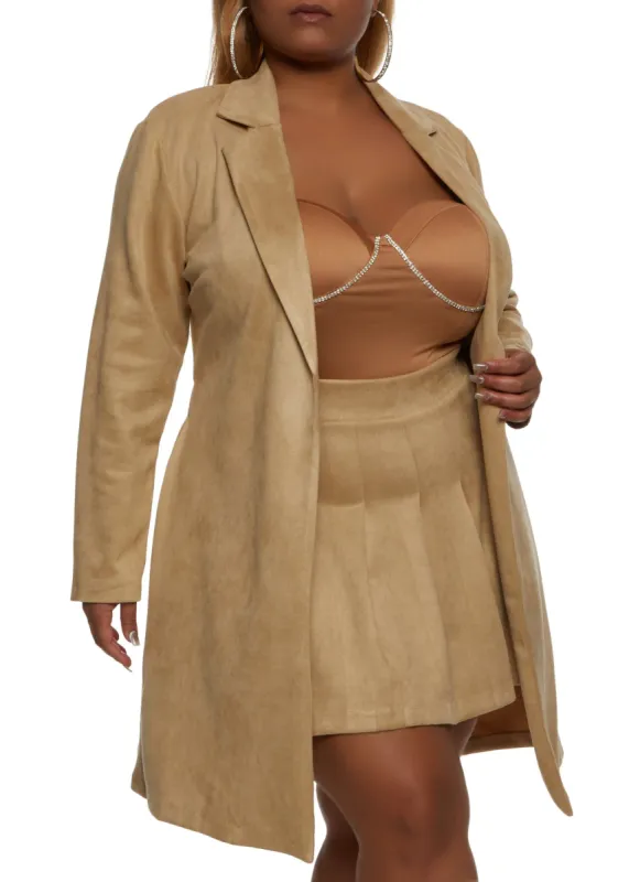 Plus Size Faux Suede Belted Wrap Coat sold by Rainbow