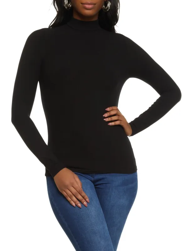 Basic Ribbed Turtleneck Top sold by Rainbow