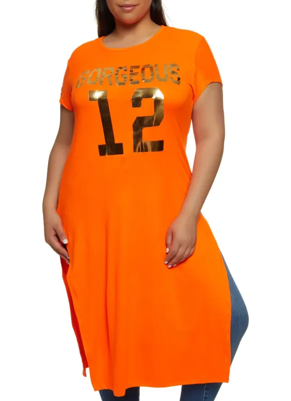 Plus Size Foil Screen Gorgeous 12 Maxi Tee sold by Rainbow