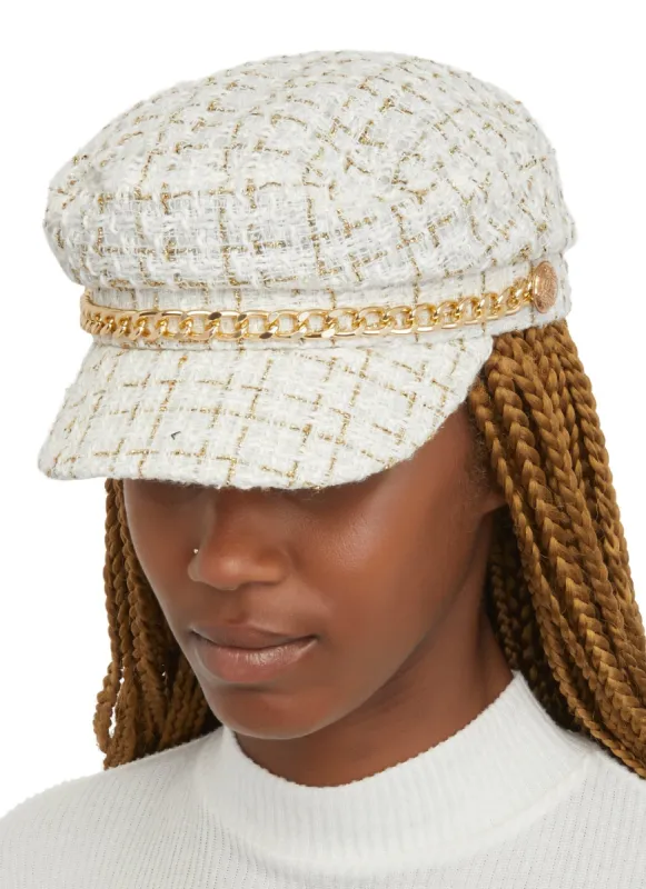 Chain Detail Plaid Cabbie Hat sold by Rainbow